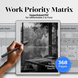 Werkprioriteitenmatrix voor reMarkable 2 en reMarkable Pure-sjabloon Work Task Manager Checklist takenlijstplanner Dagkalender Productiviteit