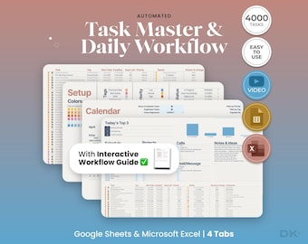 Automated Task Master & Workflow Organizer (Google Sheets, Excel)