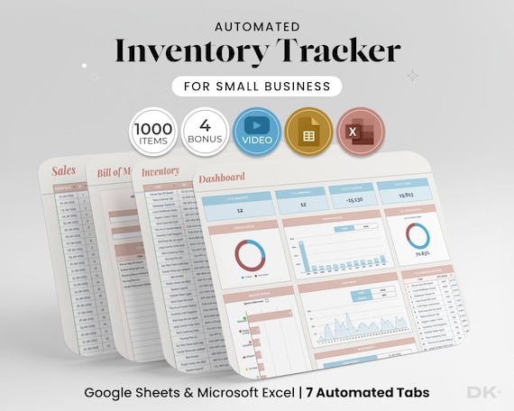 Inventory Management Spreadsheet for Google Sheets Excel Small Business Stock Tracker Product Inventory Log Low Stock Alert Supplies