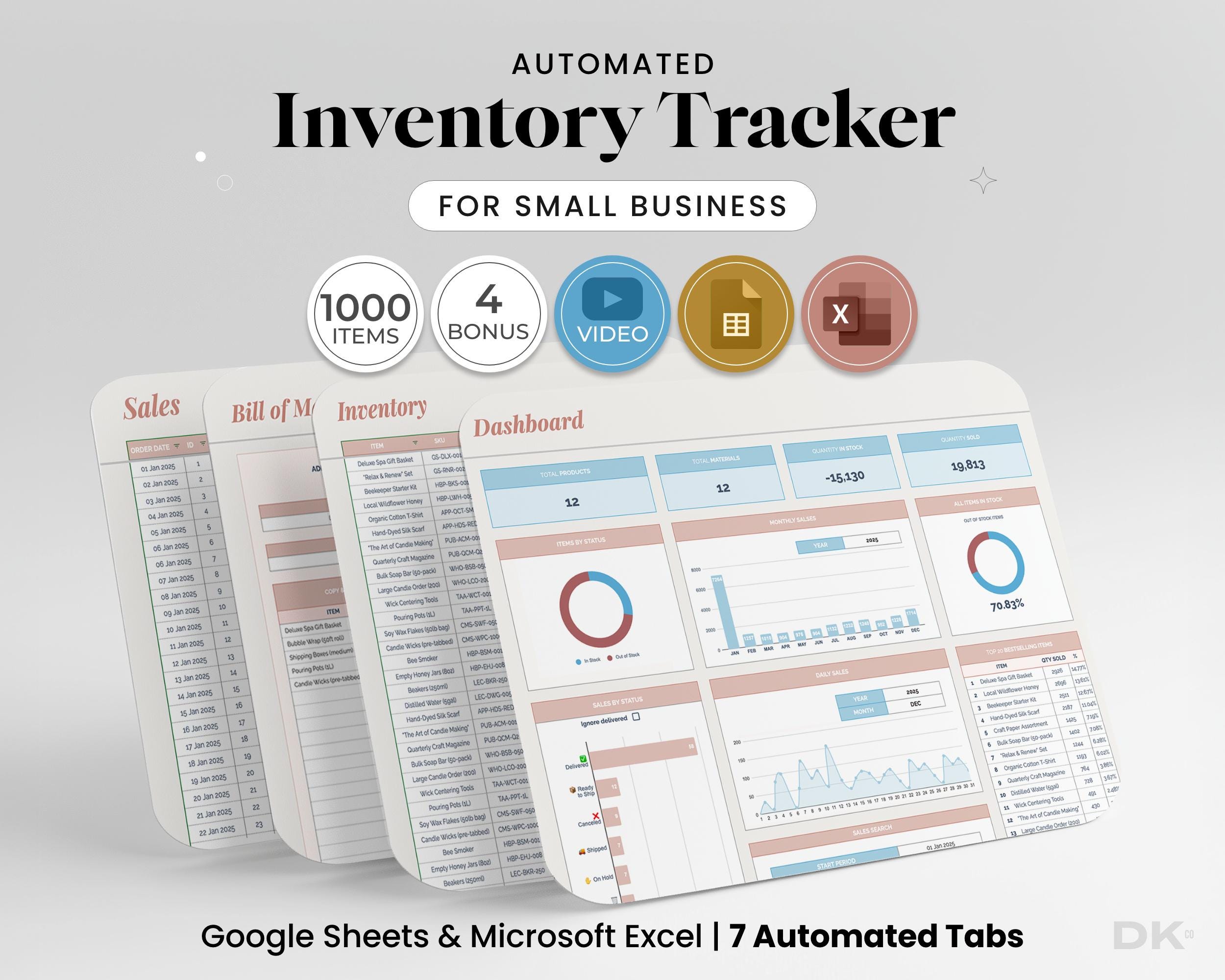 Inventory Tracker Spreadsheet for Small Business Inventory Template ...