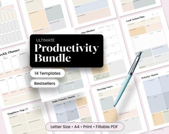 Digitaler Planer PDF Produktivitätsplaner Download Arbeit von zu Hause Zeitmanagement System Geschenk für Coworker Meeting Note Vorlage Studenten