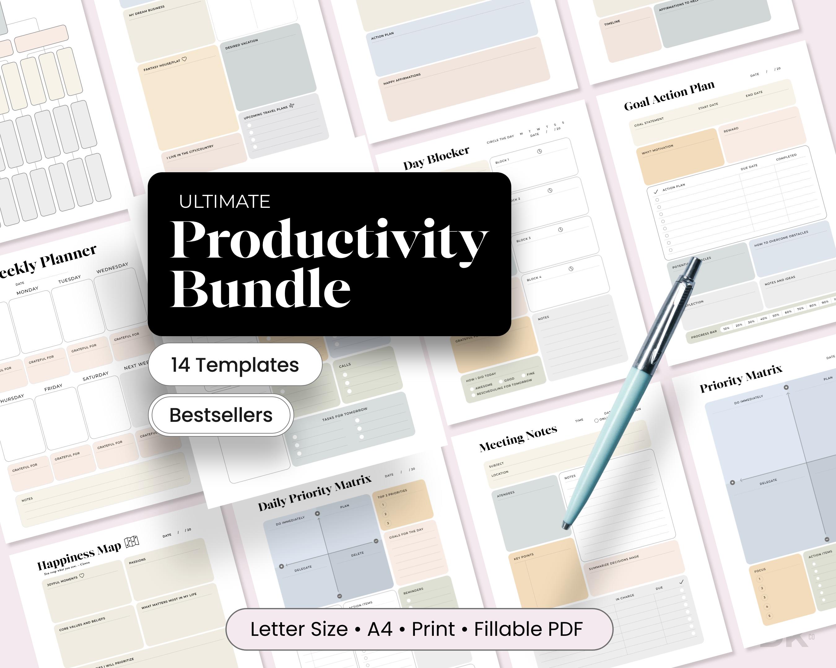 Digital Planner PDF Productivity Planner Download Work From Home Time ...
