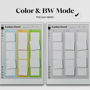 Kanban Board for reMarkable Paper Pro Template Kanban Board Digital Planner Checklist Template Organizer for rMPP Toolbar Wide Space Rule