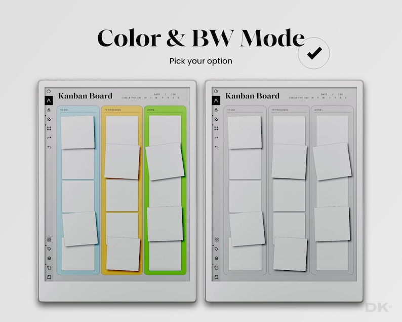 Kanban Board for reMarkable Paper Pro Template Kanban Board Digital Planner Checklist Template Organizer for rMPP Toolbar Wide Space Rule