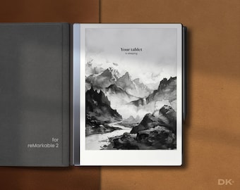Sleep Screen for Remarkable 2 Template Suspended Screen fits Remarkable Notebook Cover Notepad Accessories eink Dark Mode PNG Template