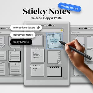 Adesivos para reMarkable Paper Pro, Formas e Objetos para ReMarkable Sticky Notes, Modelo de Caderno, Visuais de Negócios com Hiperlinks (rmdoc)