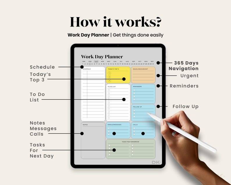Work Planner for Goodnotes Work Day Organizer Task Daily Planner Work ...