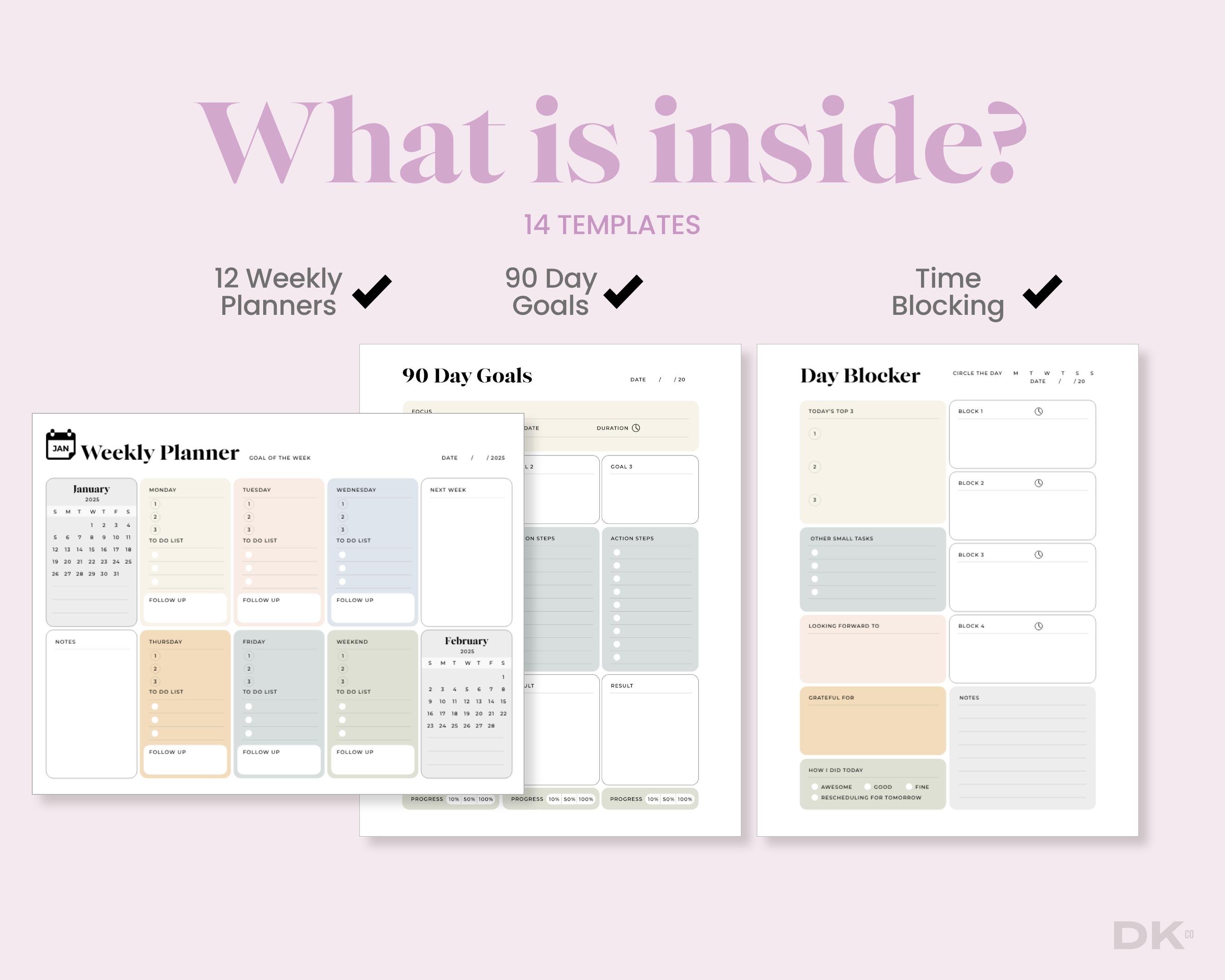 Digital Planner PDF Productivity Planner Download Work From Home Time ...
