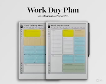 Work Day Planner for reMarkable Paper Pro Template Work Day Schedule Organizer for reMarkable Pro Tracker Work Day Checklist Management rMPP