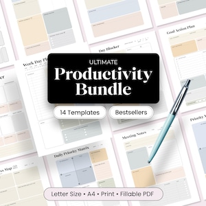 Agenda digitale PDF, agenda di produttività, download, sistema di gestione del tempo per il lavoro da casa, regalo per un collega, modello di nota per la riunione, studente