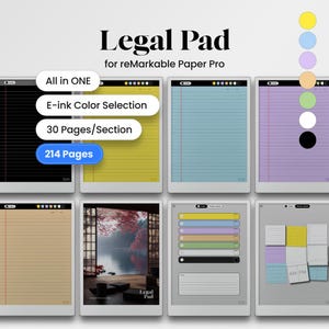 Legal Pad for reMarkable Paper Pro Template Legal Notebook Memo Pad fits reMarkable Pro Template Note Pad Hyperlinked PDF Planner Color