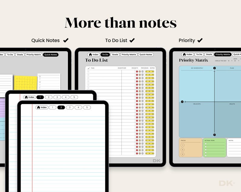 Hyperlinked Notebook Bundle for Goodnotes Minimalist iPad Notebook Digital Journal Template for Notability Planner Note Taking Set