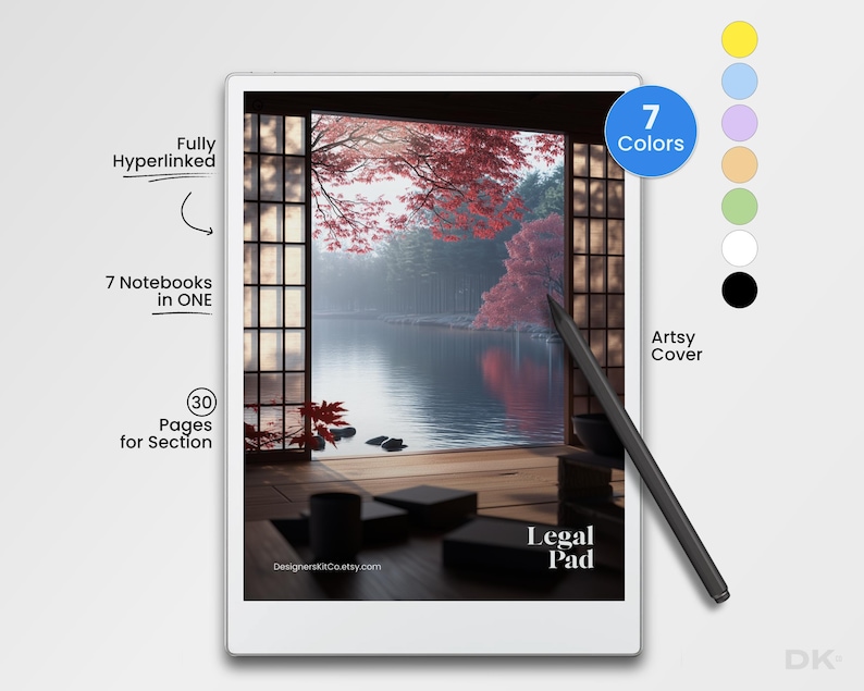 Legal Pad for reMarkable Paper Pro Template Legal Notebook Memo Pad fits reMarkable Pro Template Note Pad Hyperlinked PDF Planner Color