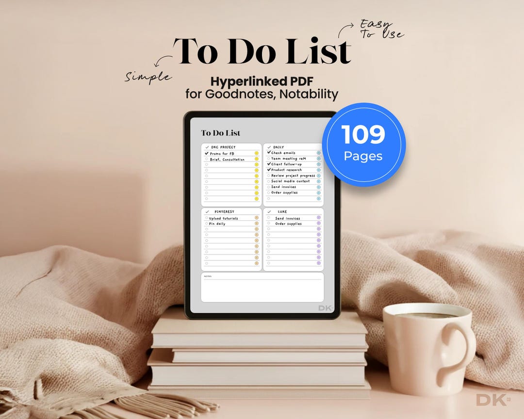 To Do List Template for Goodnotes Minimalist Planner Daily Task Tracker ...