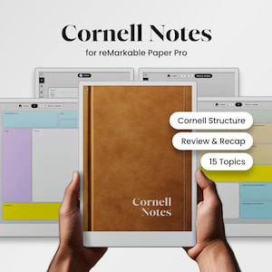 Cornell Notes per reMarkable Paper Pro Template PDF Study Planner Note digitali Sezione di revisione Note adesive Organizzatore del flusso di lavoro per la classe