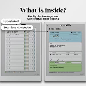 Leads Tracker for reMarkable Pro Template Client Tracker Lead Log fits reMarkable Paper Pro Sales Agency Potential Clients Notebook Manager