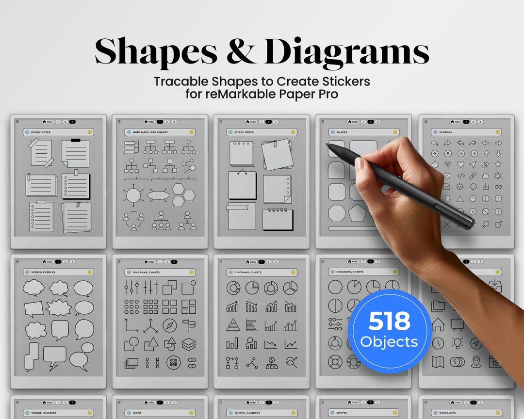 Shapes and Diagrams for Remarkable Paper Pro Template Sticker Traceable ...