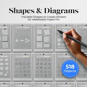 Shapes and Diagrams for reMarkable Paper Pro Template Sticker Traceable for reMarkable Notebook Template Visuals Business eink Sticker PDF