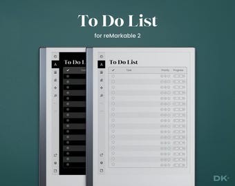 To Do List for Remarkable 2 Template Simple Planner fits Remarkable Daily Task List Digital Checklist for rM2 Dark Mode Toolbar Wide Rule
