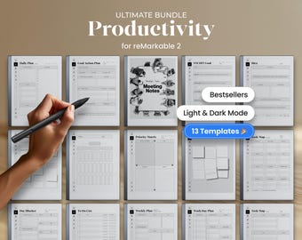 Digital Planner Productivity for reMarkable 2 Templates Journal Brainstorming Mind Mapping for Entrepreneurs Students Teachers Goal Task