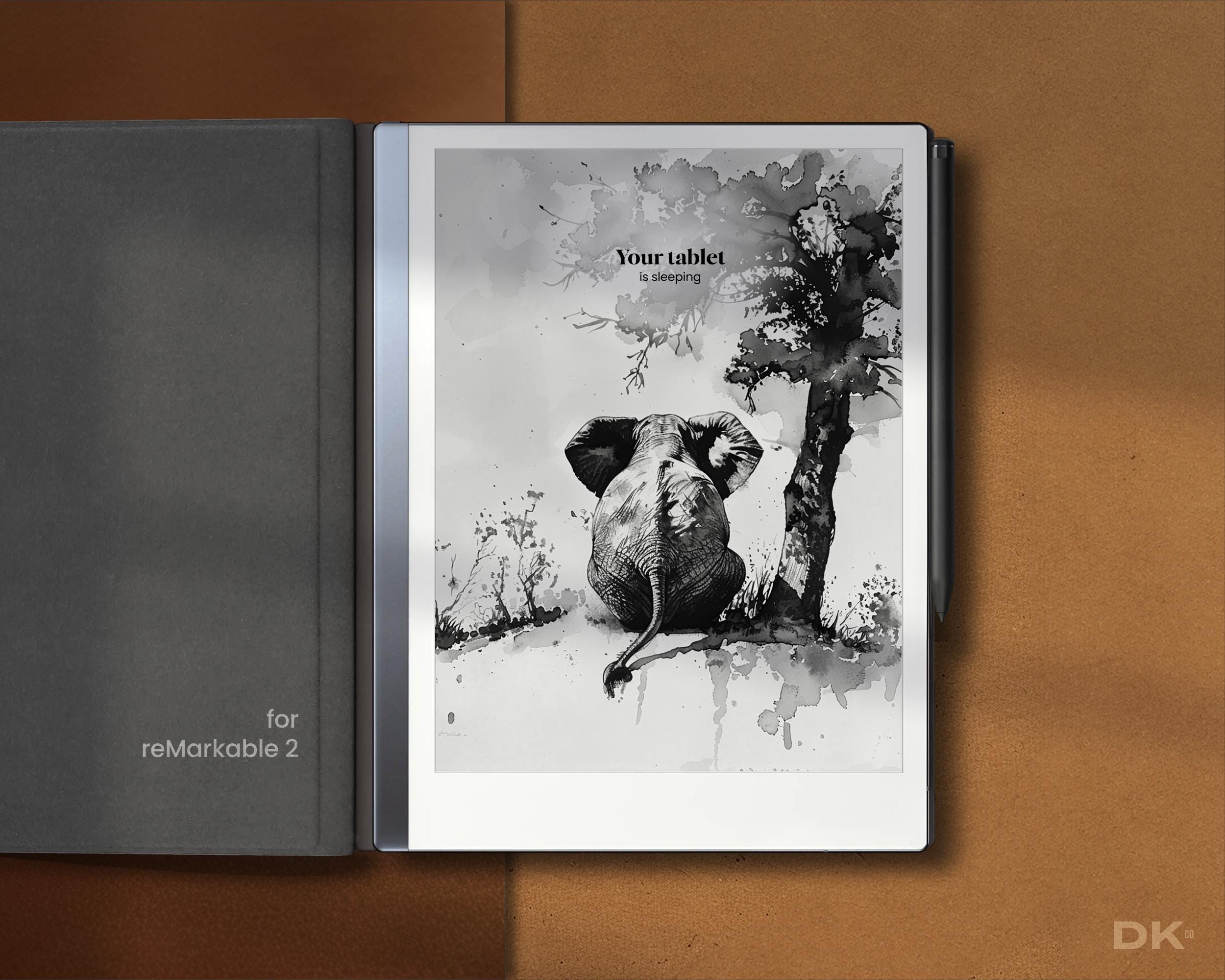 Sleep Screen for Remarkable 2 Template Suspended Screen fits Remarkable Notebook Cover Notepad Accessories eink Dark Mode PNG Template