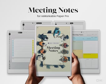 Meeting Notes for reMarkable Paper Pro Template Meeting Minutes Planner fits reMarkable Pro Template for rMPP Hyperlinked PDF Notebook Color