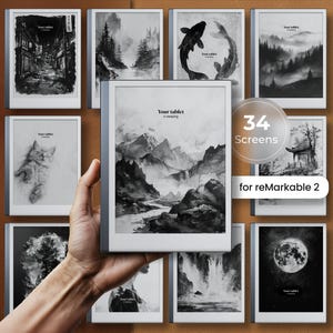 Pacchetto schermo di sospensione per reMarkable 2 Template Schermo sospeso adatto a reMarkable Template Accessori salvaschermo Modalità scura eink Modello PNG
