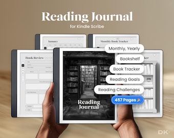 Reading Journal for Kindle Scribe Book Tracker Review Template Reading Goals Gift for Book Lovers Bibliophile Bucket List Quote Collector