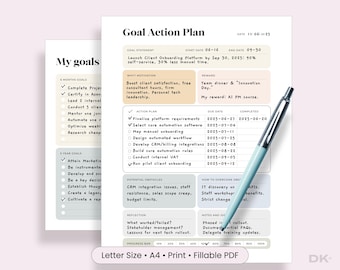 Goal Setting Planner Printable Goal Orientation Planner Yearly Goal Work Business Tracker Life Goal Spreadsheet Work Planner Productivity