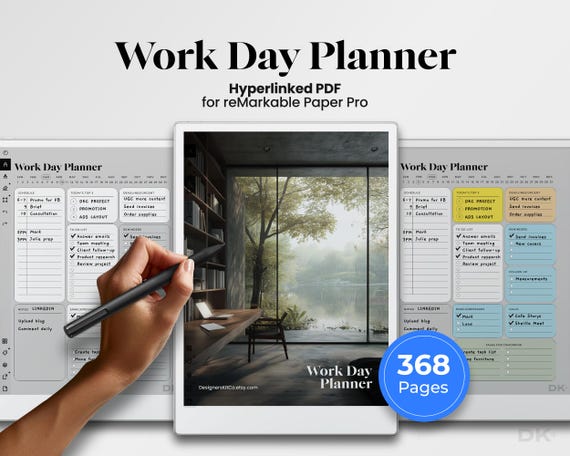Work Day Planner for reMarkable Pro Template Notes Work Day Checklist Planner Day Task Management Digital Calendar Business Productivity