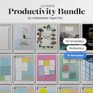 Productivity Bundle for reMarkable Paper Pro Template Set of Planner Notebook fits reMarkable Pro Template for rMPP Hyperlinked PDF Notebook