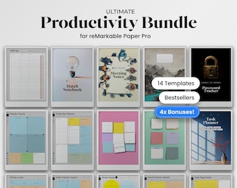 Productivity Bundle for reMarkable Paper Pro Template Set of Planner Notebook fits reMarkable Pro Template for rMPP Hyperlinked PDF Notebook