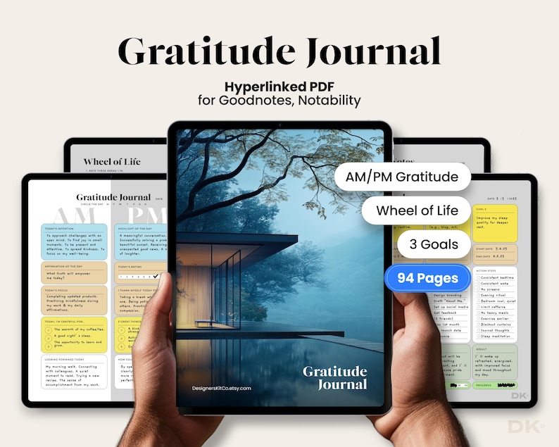 Gratitude Journal Digital Template for Goodnotes Gratitude Worksheet Prompts Gratitude Tracker List Manifesting Journal for Notability iPad