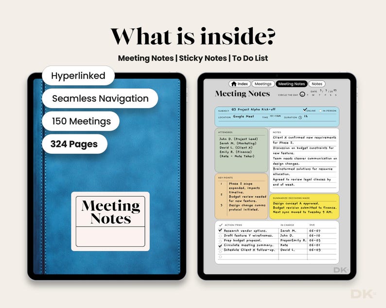Business Note Taking Meeting Notes for Goodnotes Planner Notability ...