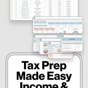 Small Business Spreadsheet Tax Preparation Digital Template Excel Accounting System Organization Financial Tracking Tool Entrepreneur Bookkeeping Solution Google Sheets Business Finance Expense Tracker Monthly Report Seven Tabs Automated