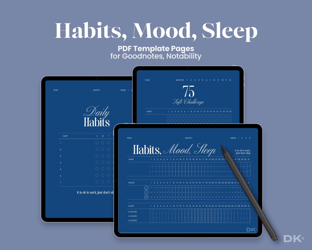 Habit Mood and Sleep Tracker for Goodnotes 2026 Wellness Journal ...
