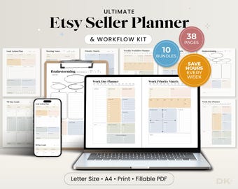 Etsy Seller Hub and Marketing Planner Digital Printable Shop Manager 2026 SEO Strategy Board and Listing Launch Dashboard for Etsy Sellers