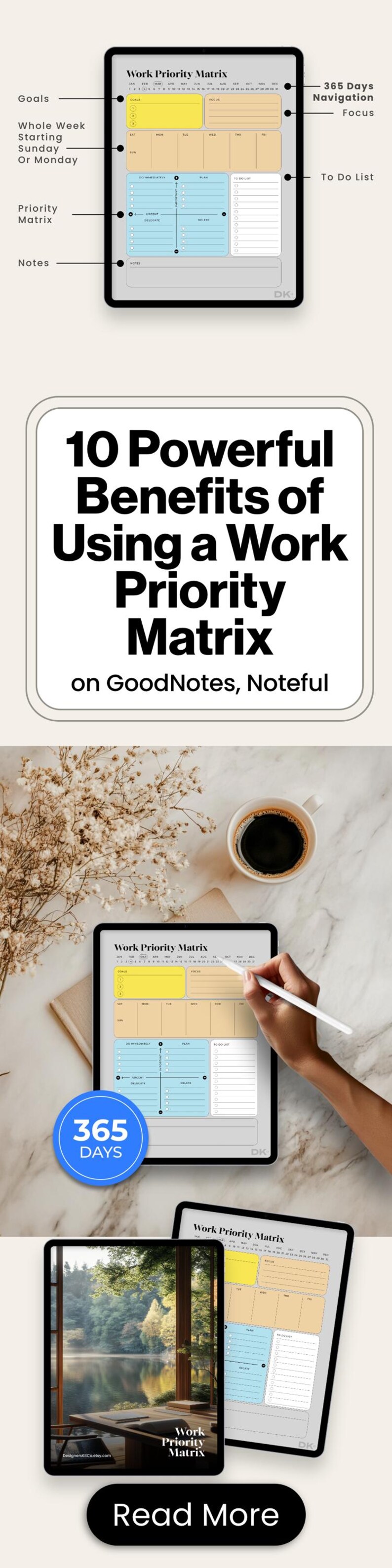 Work Priority Matrix for Goodnotes Template Eisenhower Matrix Daily ...