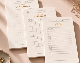Personalized Sticky Note Pad Custom Name Memo Notepad Desk Pad Tear Away To Do List Calendar Planner Monogram Office Gift for Coworker