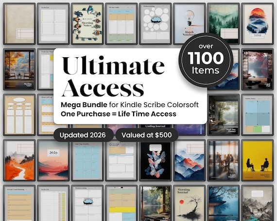 Productivity Bundle for Kindle Scribe Colorsoft | 1100+ Items (Digital Download)