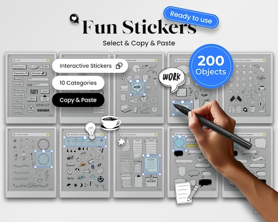 Stickers for reMarkable Paper Pro Template Stickers for reMarkable Pro Shapes Copy Paste Fun Visuals To Do reMarkable Notebook rmdoc