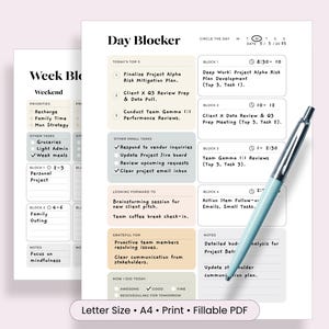 Time Blocking Planner Digital Download Template Printable Task Management System Organizer Weekly Schedule Planning Tool Efficiency Calendar