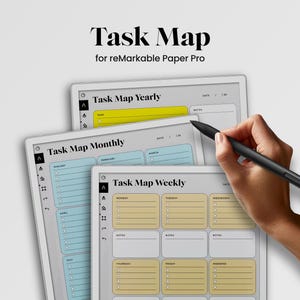 Mapa de tarefas para reMarkable Paper Pro Modelo Lista de tarefas Planejador simples se encaixa reMarkable Pro Lista de tarefas Semanal Mensal Anual Modelo para rMPP