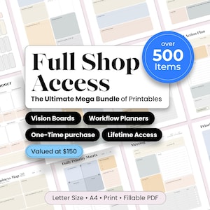 Full Shop Bundle Printable Productivity Planner Print Set Work Planner Time Management Work Organiser Journal Meeting Note Template A4 LS