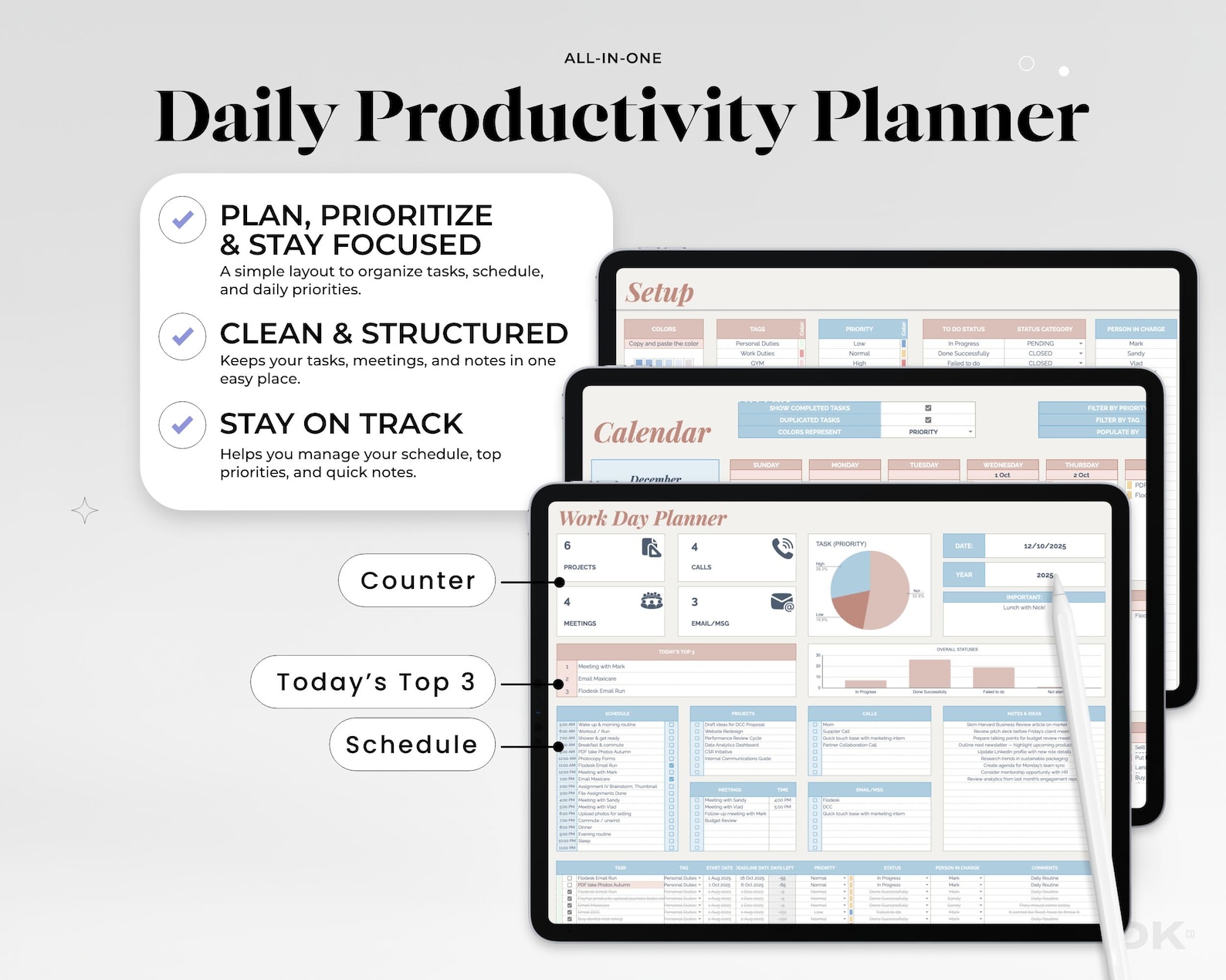 Task Tracker and Daily Workflow Spreadsheet for Google Sheets Project ...