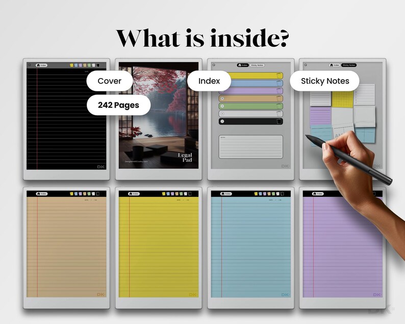 Legal Pad for reMarkable Paper Pro Template Legal Notebook Memo Pad fits reMarkable Pro Template Note Pad Hyperlinked PDF Planner Color