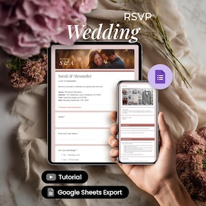 Digital Wedding RSVP Form for Google Forms Modern Wedding Invitation Template Electronic Guest List Tracker Online Wedding RSVP Hub 2026