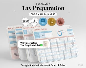 Small Business Spreadsheet Tax Preparation Digital Template Excel Accounting System Organization Financial Tracking Tool Entrepreneur