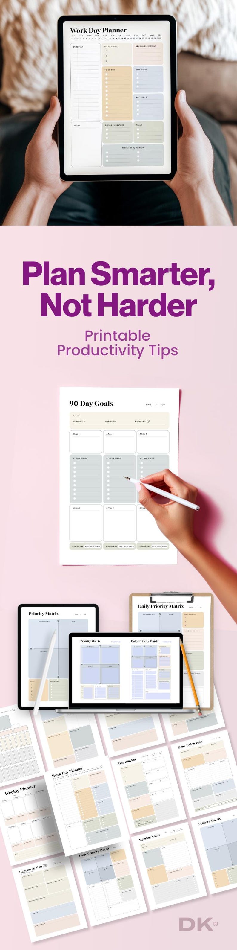 Planner for Entrepreneurs Planner for Remote Work Gift for Coworker Gift for Student Planner for Work From Home Productivity Tools Digital Work Organization Template Meeting Planner Printable Time Management System Digital Planner Printable