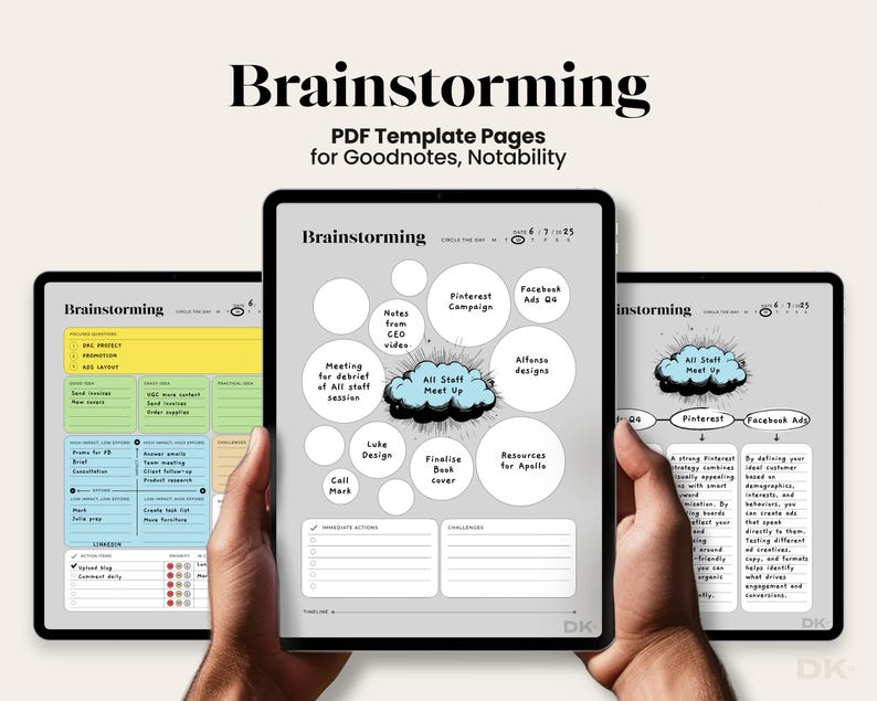 Brainstorming for Goodnotes Template Brainstorm Planner for Notability ...
